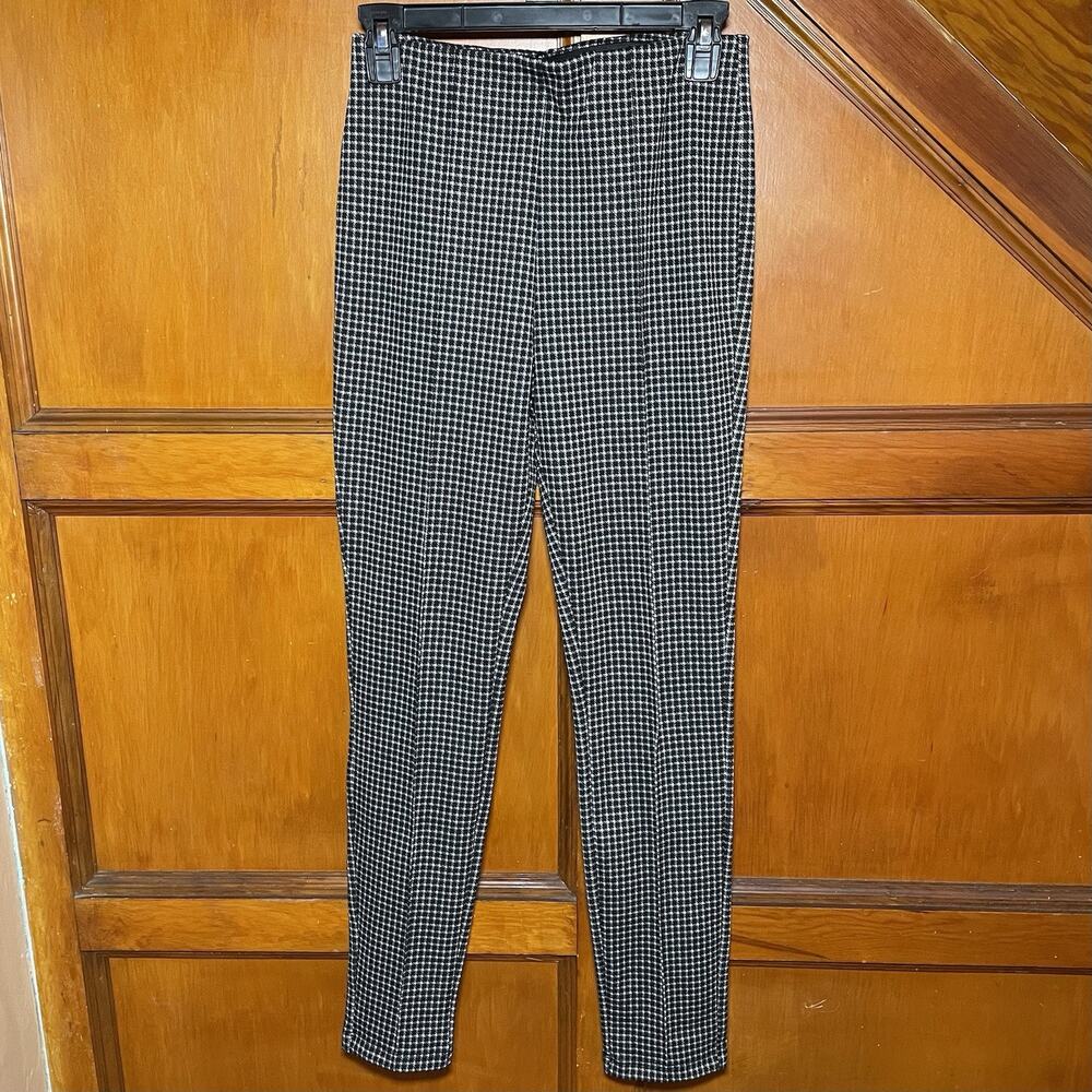 Tahari - Black White Plaid Stretchy Pants - Size Sm - Dark Academia, Scholar